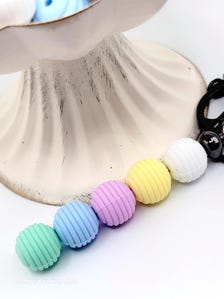 15mm Spiral Thread Silicone Beads, Solid Color Ribbed Round Beads for DIY Pens (Set of 10)