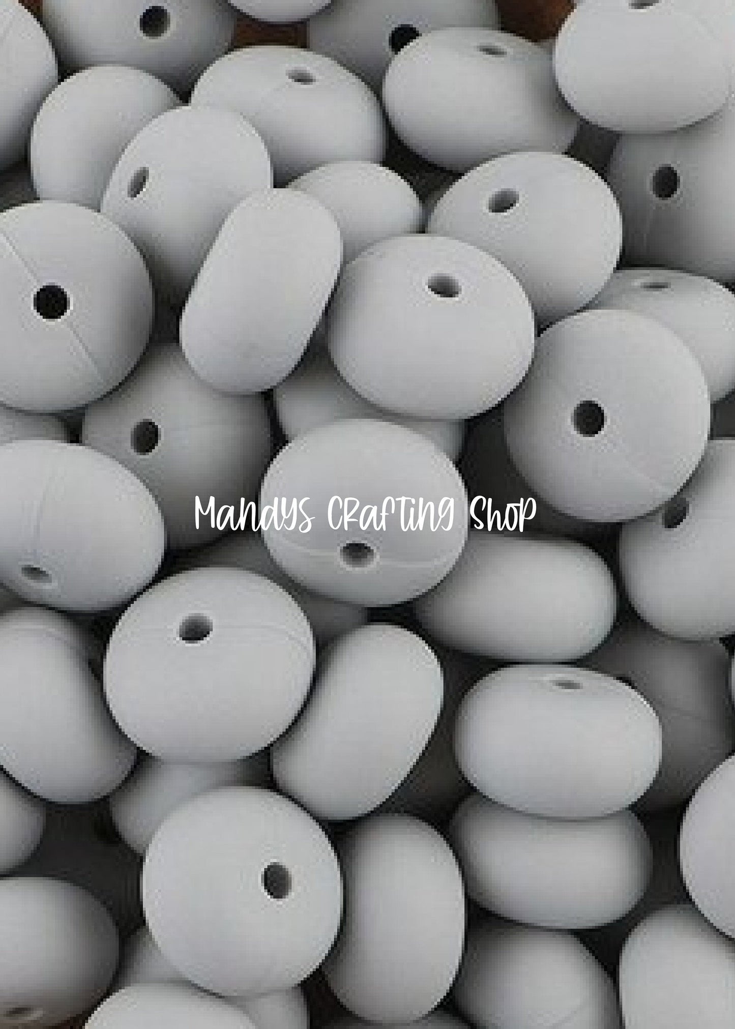 Light Gray Abacus Silicone Beads Matte– 14mm (Set of 10)