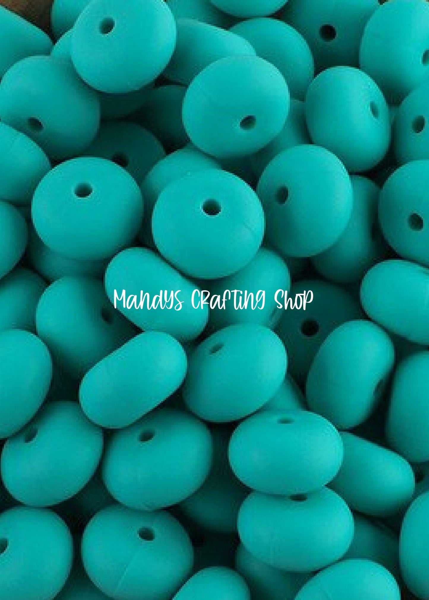 Turquoise Abacus Silicone Beads Matte– 14mm (Set of 10)