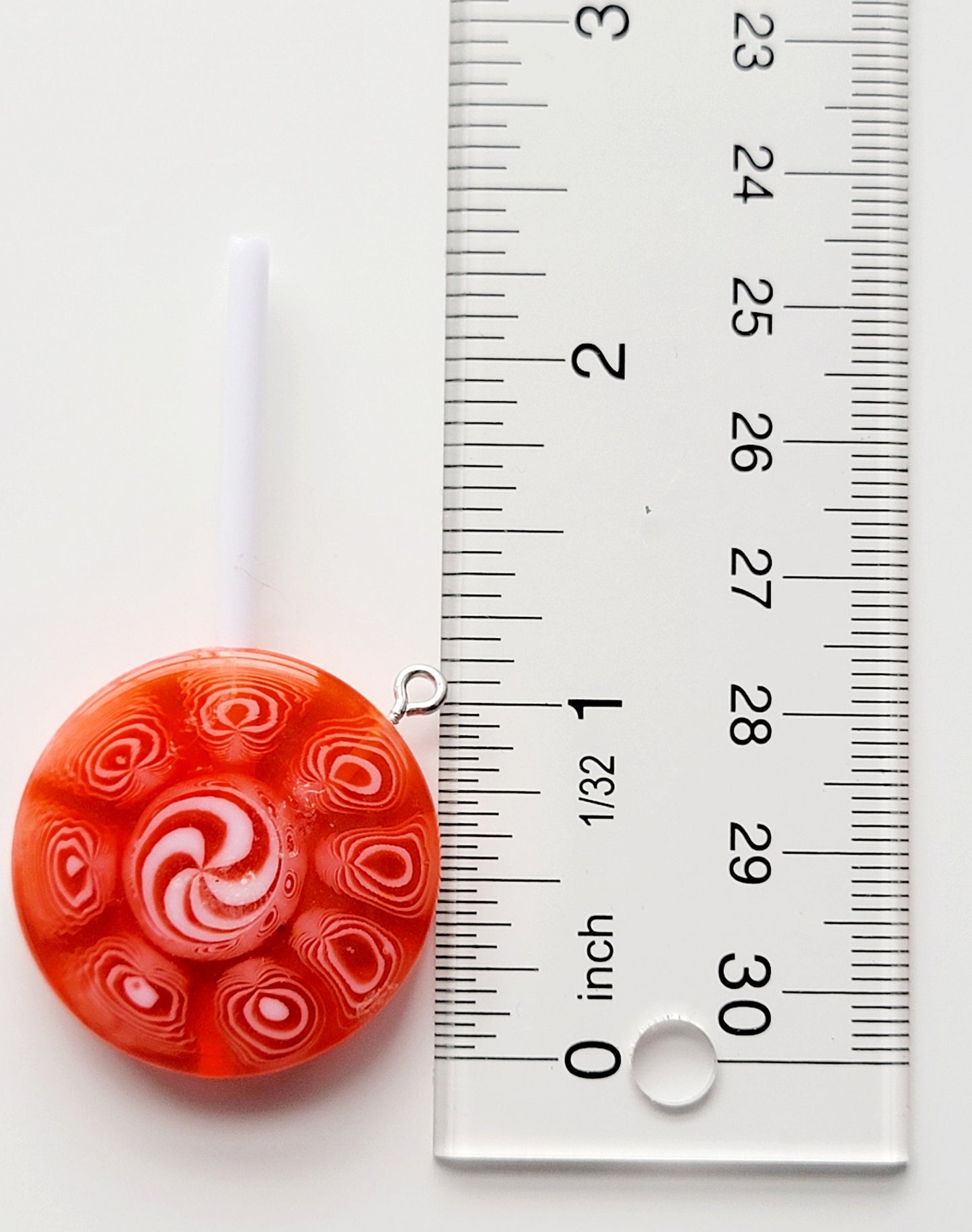 Red & White Swirl Lollipop Resin Eyehook Charm (Set of 2)
