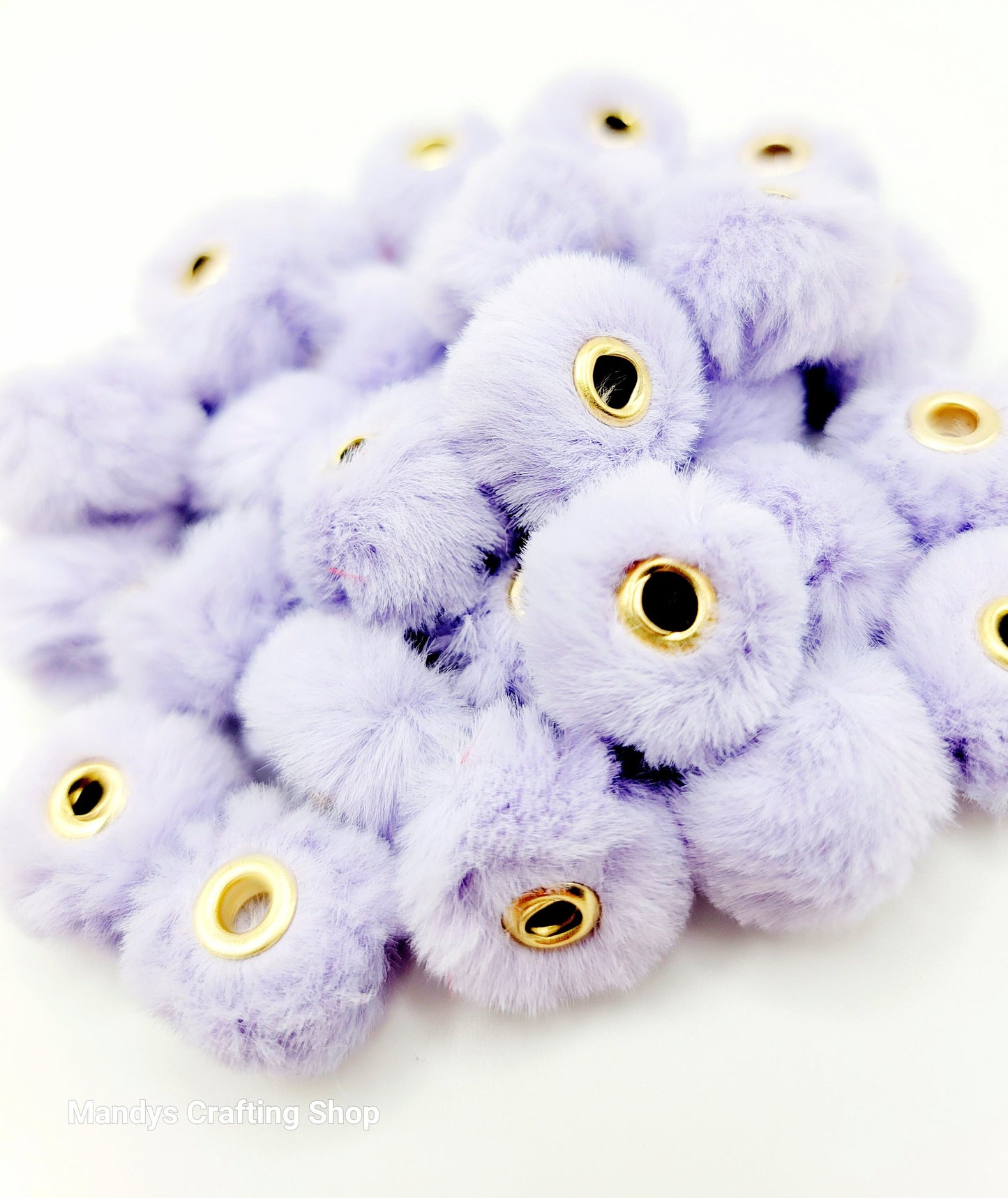 Light Purple Faux Fur Beads – Fuzzy Pom Pom Spacer Beads for Pens & DIY Crafts (Set of 10)