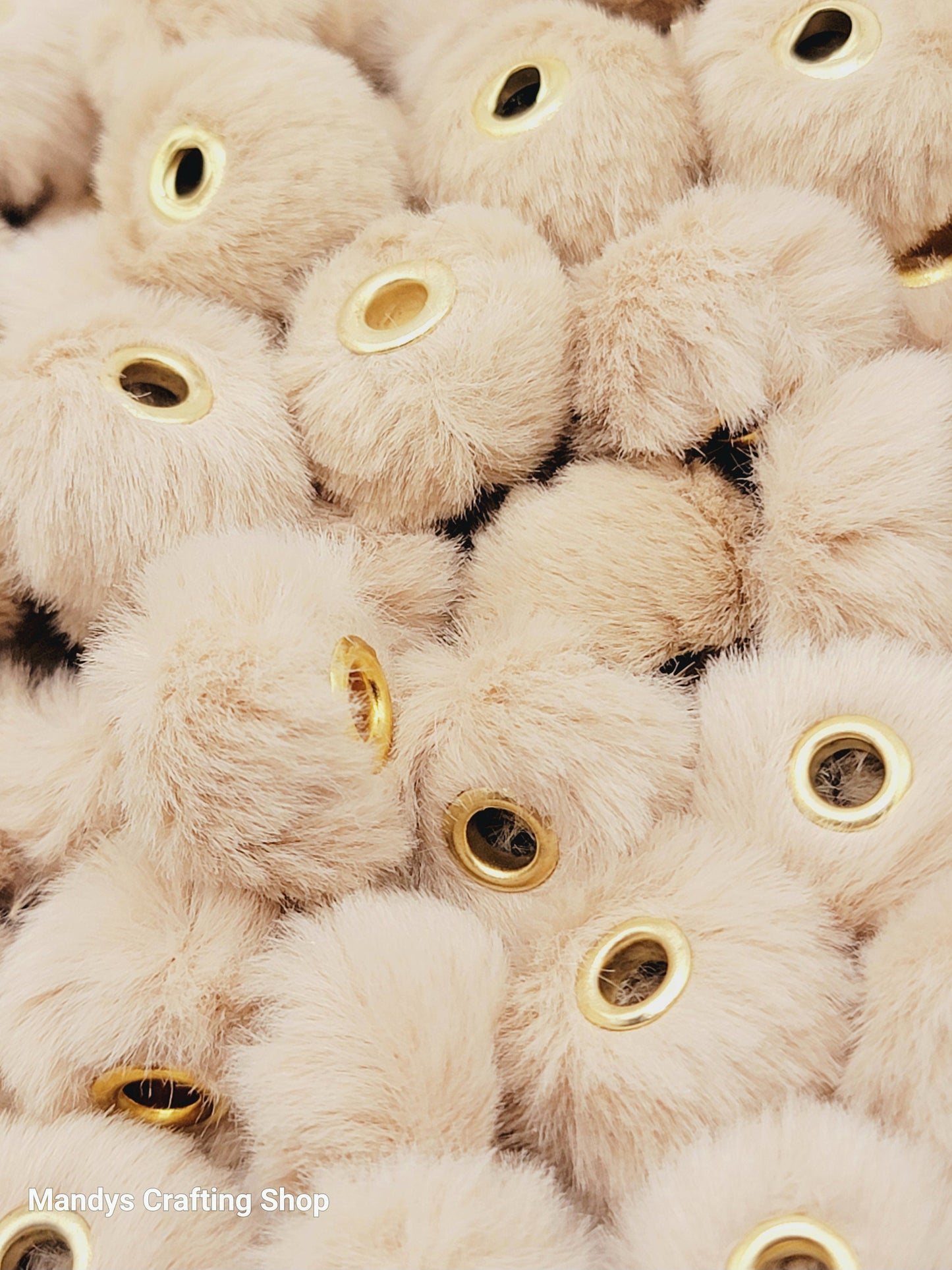 Taupe Faux Fur Beads – Fuzzy Pom Pom Spacer Beads for Pens, Keychains & DIY Crafts (Set of 10)