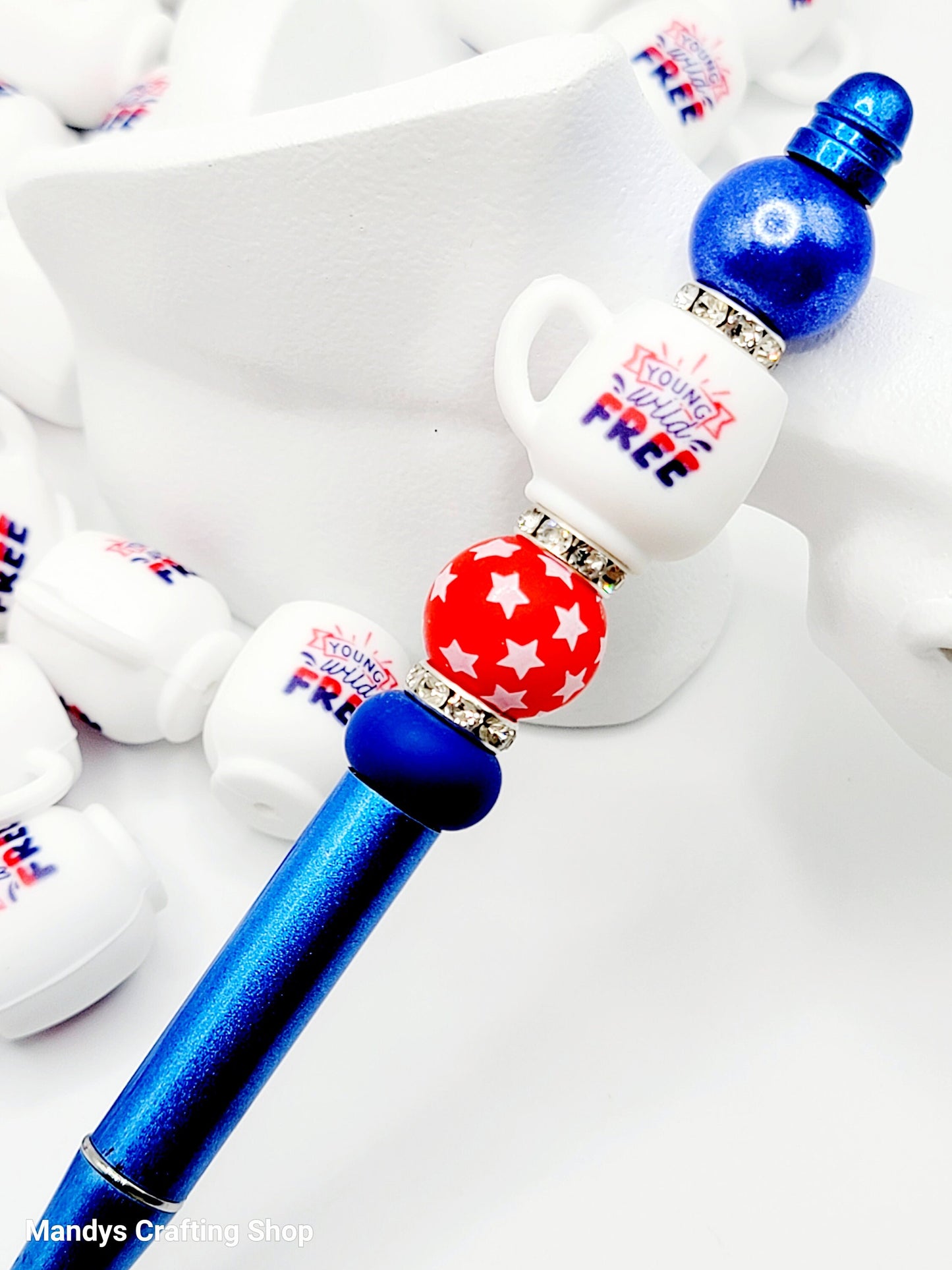 Young Wild Free 3D Coffee Cup Silicone Focal Bead – Patriotic USA Pen & Keychain Bead (Set of 1, 2 or 5)