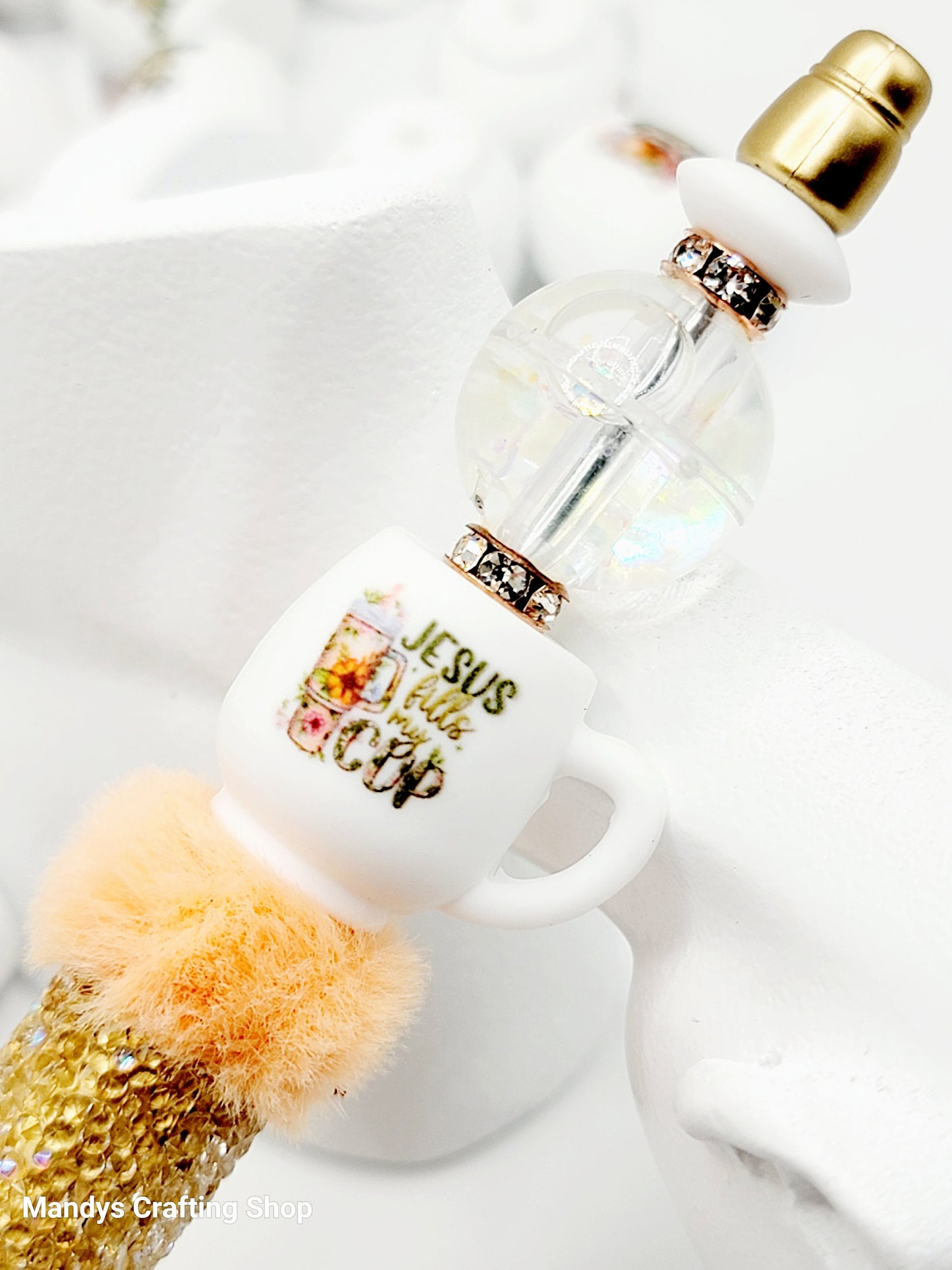 Jesus Fills My Cup Silicone Focal Bead – Inspirational 3D Mug Bead for Pens & Crafts (Set of 1, 2 or 5)