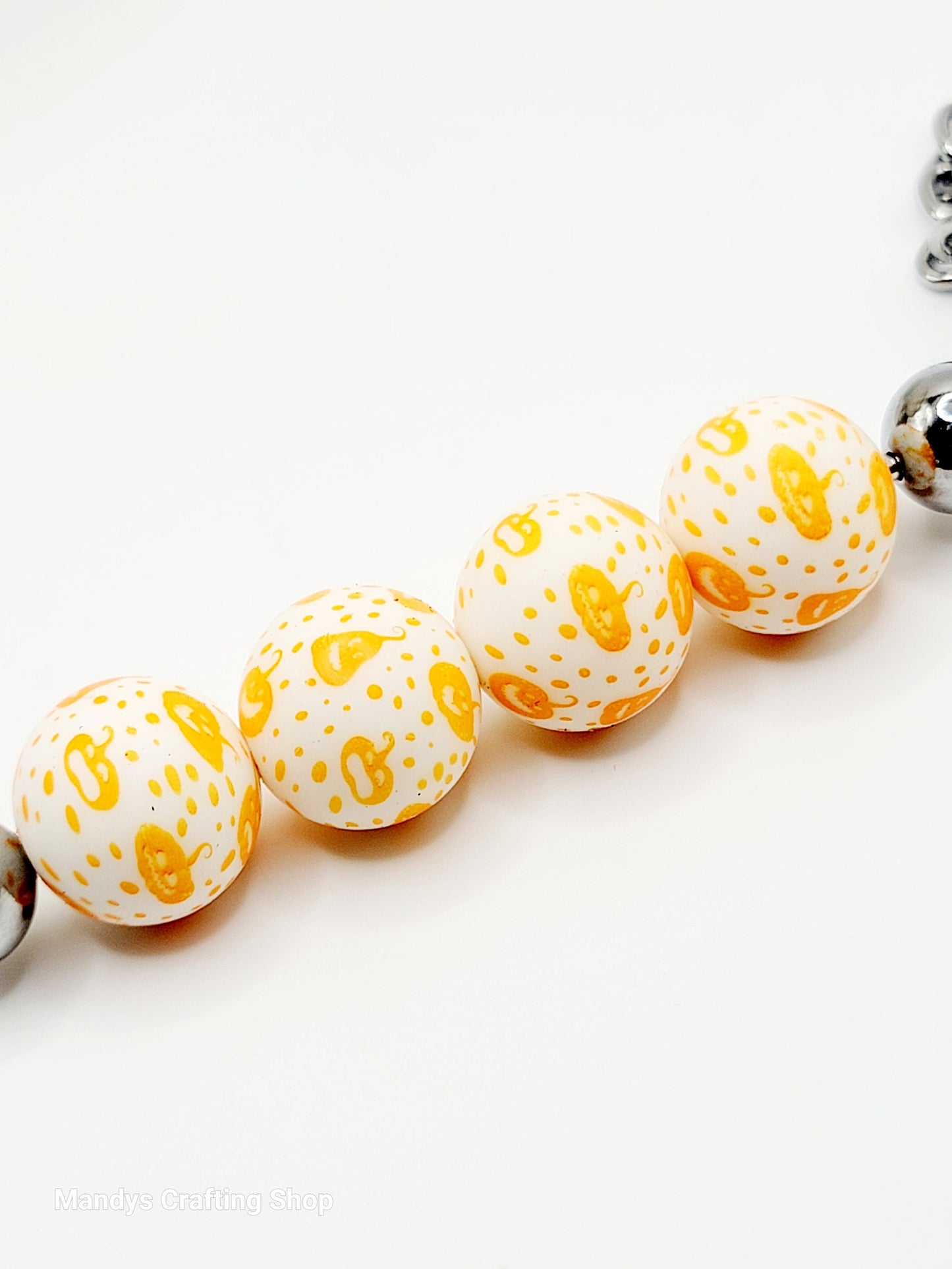 15mm Printed Halloween Pumpkin Silicone Beads – Round Halloween Beads for Pens & Wristlets