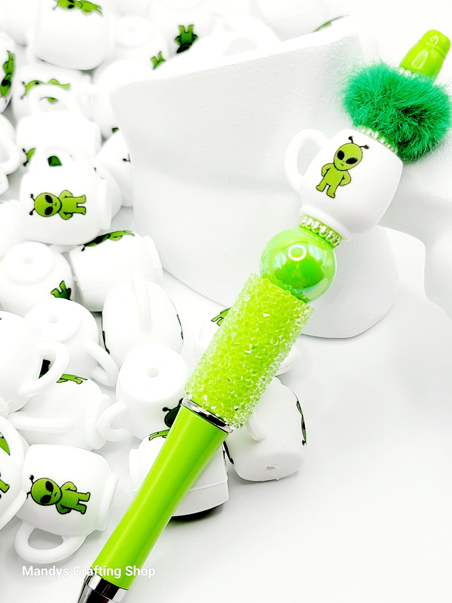 Alien Coffee 3D Cup Silicone Focal Bead – Funny Alien Pen & Keychain Bead (Set of 1, 2 or 5)