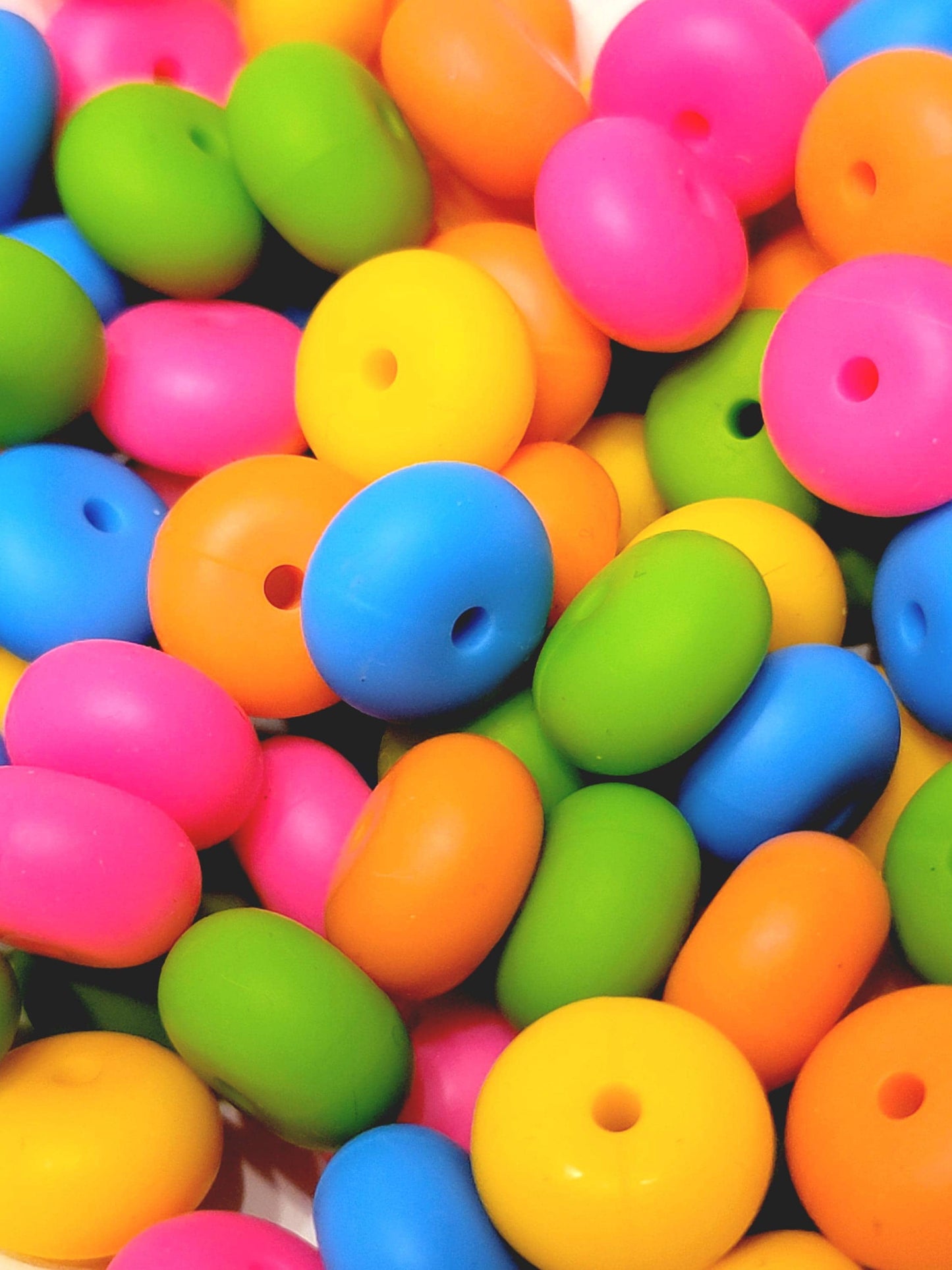 Neon Mix Abacus Silicone Beads Matte – 14mm (Set of 10)