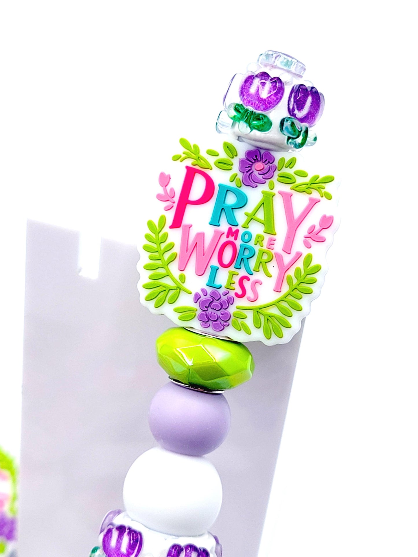 Pray More Silicone Focal Beads – Religious Beads for Keychains & Crafts (Set of 2)