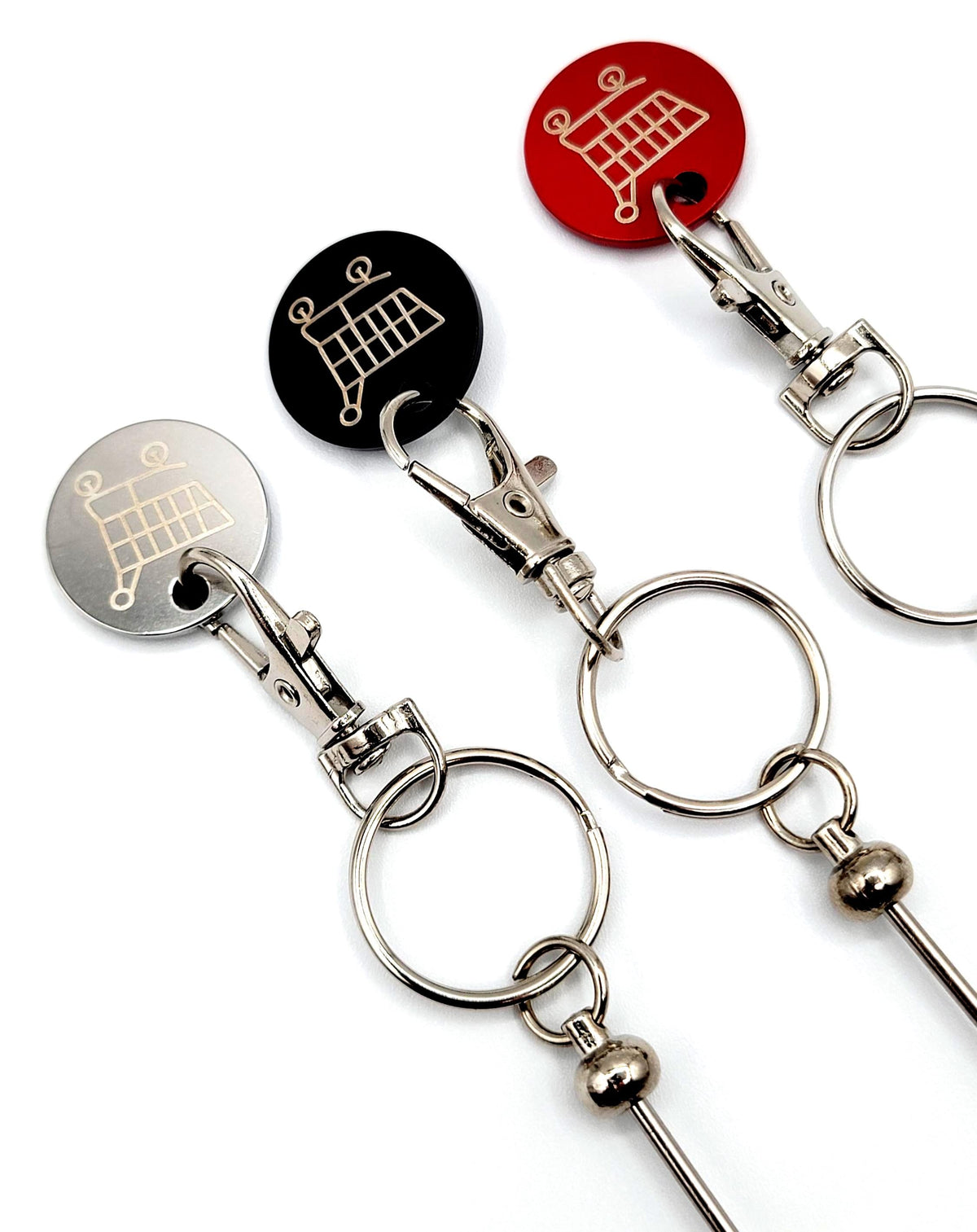 Reusable Shopping Cart Coin Keychain, Metal Beadable Keychain Bar for Big Beads, DIY Blank Keychains