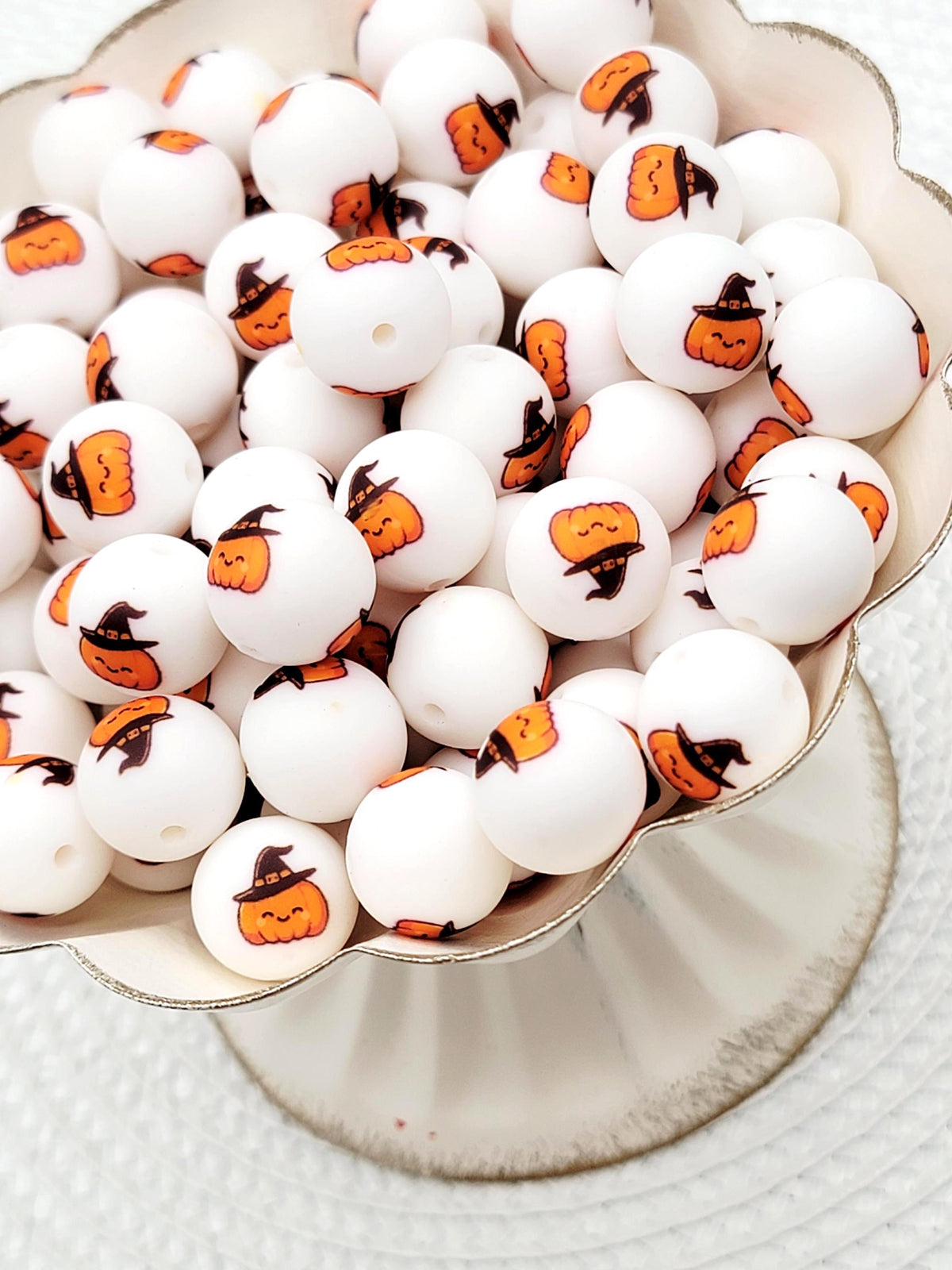 15mm Pumpkin Witch Silicone Round Beads, Halloween Beads, Cute Pumpkin Witch Beads for Pens, Keychains and Crafts