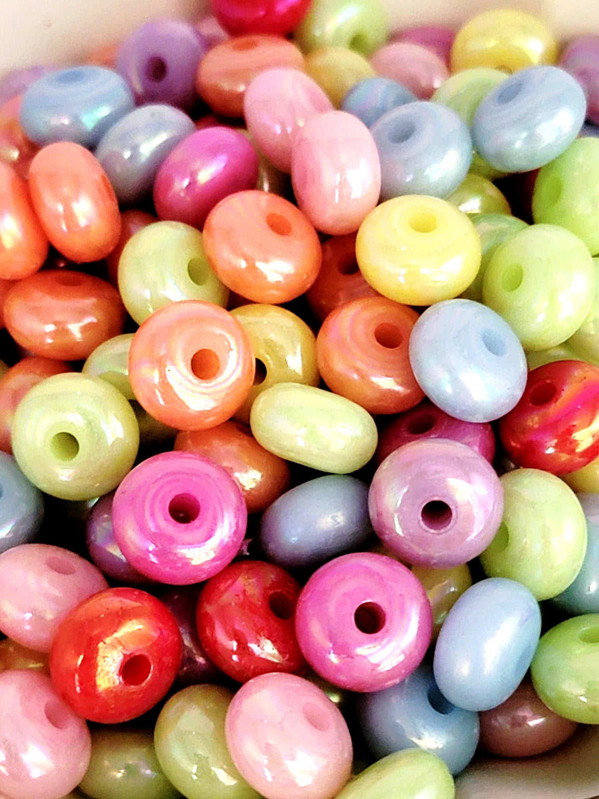 12mm Pastel Round Acrylic Spacer Beads With UV Coating , Solid Color Random Mix Beads for DIY Jewelry, Pens and Crafts (Pack of 10)