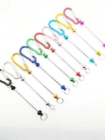 Set of colorful keychain holders on a white background