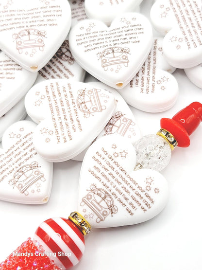 You Can’t Choose Your Family Heart Focal Bead – Printed Silicone Family Pen & Keychain Bead (Set of 2)