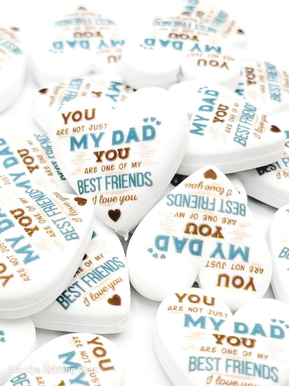 Dad Heart Focal Bead – Father’s Day Printed Silicone Pen & Keychain Bead (Set of 2)