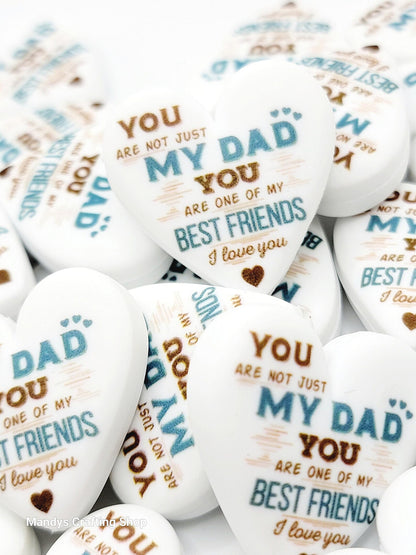 Dad Heart Focal Bead – Father’s Day Printed Silicone Pen & Keychain Bead (Set of 2)