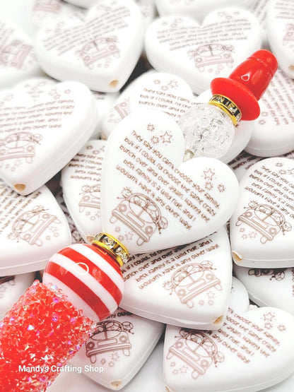 You Can’t Choose Your Family Heart Focal Bead – Printed Silicone Family Pen & Keychain Bead (Set of 2)