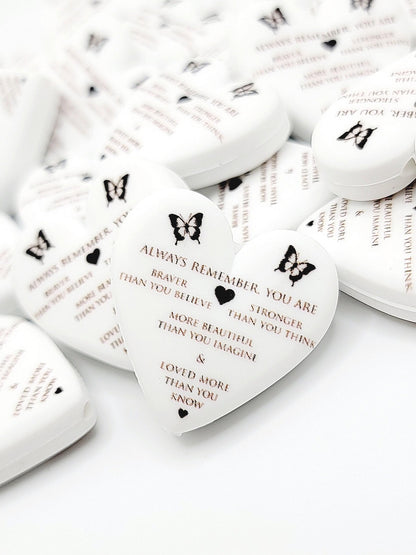 Always Remember You Are Braver Heart Focal Bead – Inspirational Printed Silicone Pen Bead (Set of 2)