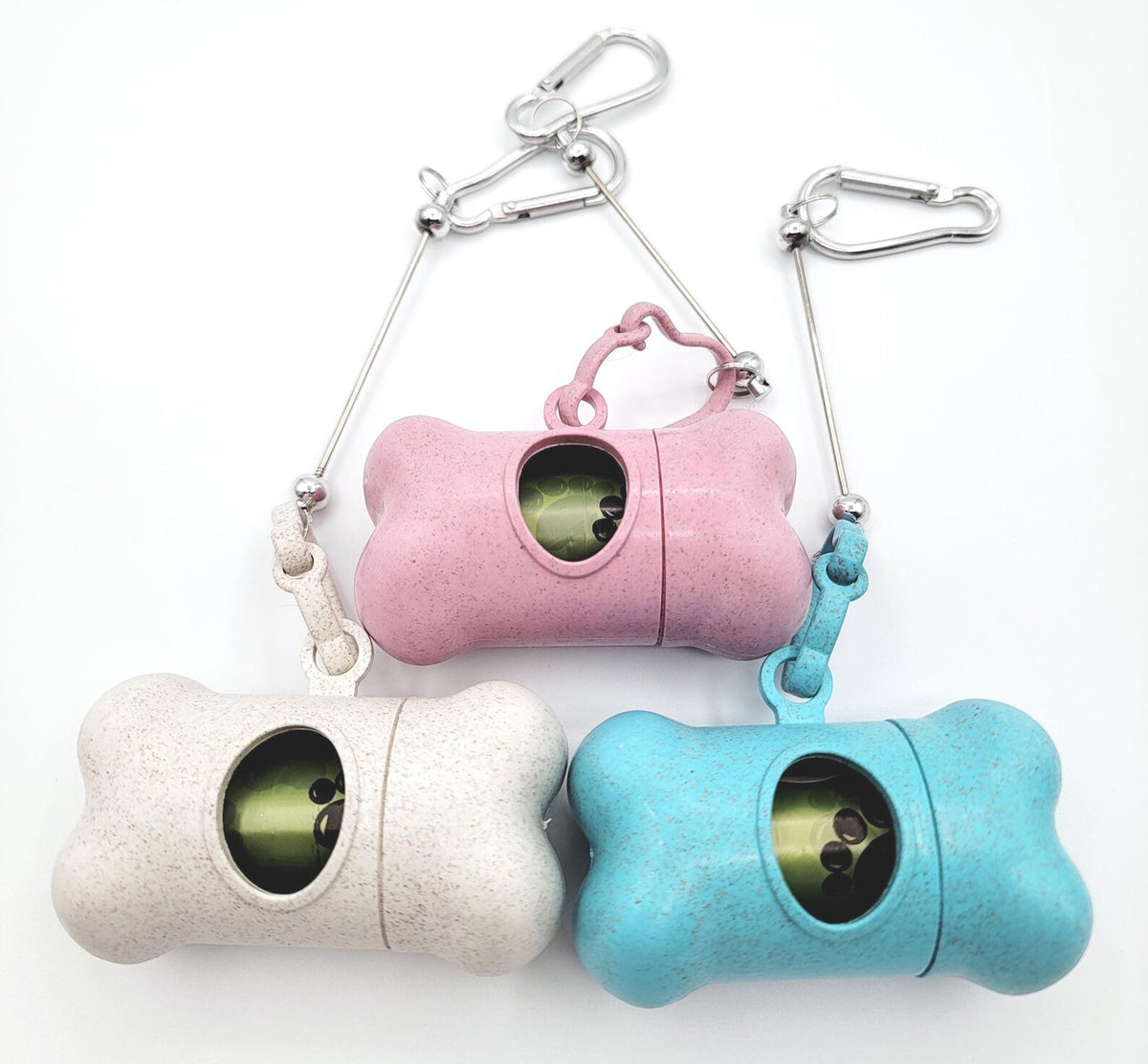 Beadable Dog Poop Bag Dispenser Keychain – Bone Shape Waste Bag Holder
