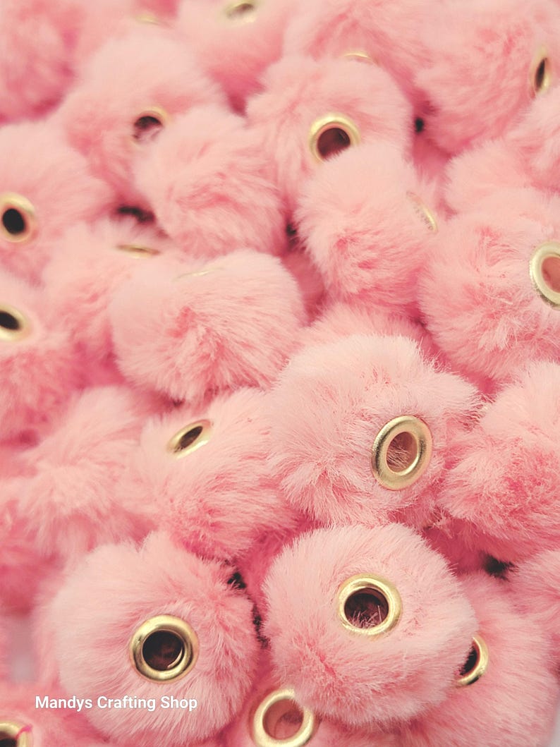 Peach Faux Fur Beads – Fuzzy Pom Pom Spacer Beads for Pens, Keychains & DIY Crafts (Set of 10)