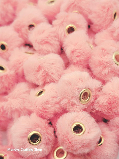 Peach Faux Fur Beads – Fuzzy Pom Pom Spacer Beads for Pens, Keychains & DIY Crafts (Set of 10)