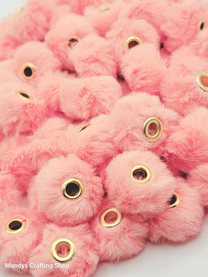 Peach Faux Fur Beads – Fuzzy Pom Pom Spacer Beads for Pens, Keychains & DIY Crafts (Set of 10)