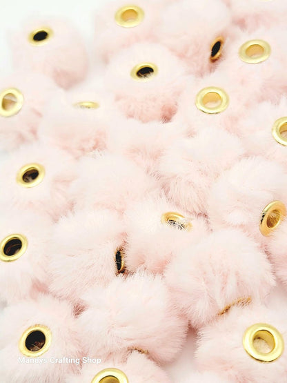 Light Pink Faux Fur Beads – Fuzzy Spacer Pom Pom Beads for Pens, Keychains & DIY Crafts (Set of 10)
