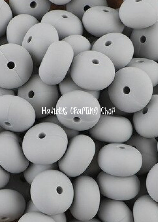Light Gray Abacus Silicone Beads Matte– 14mm (Set of 10)