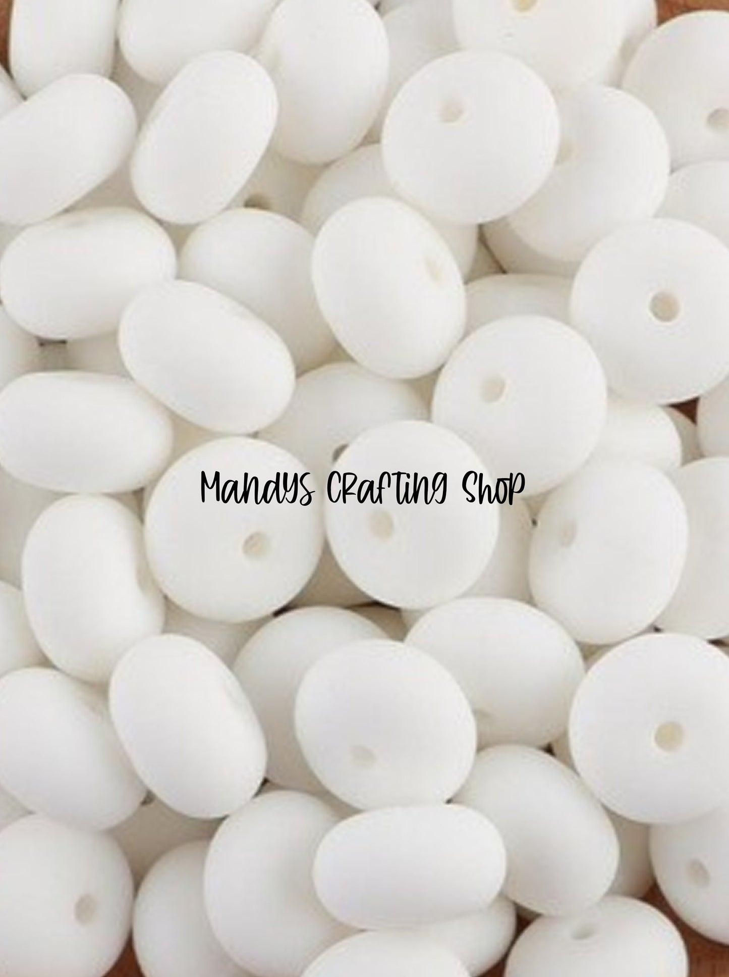 White Abacus Silicone Beads Matte– 14mm (Set of 10)