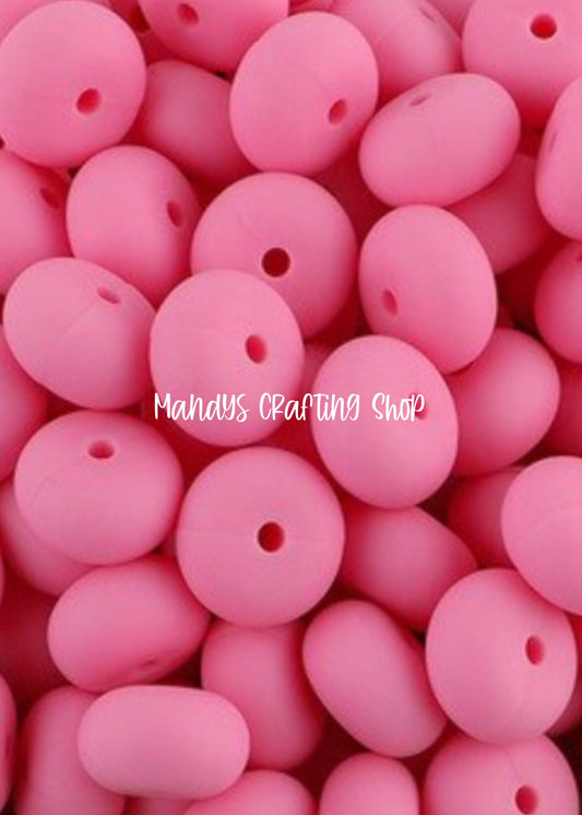 Pink Abacus Silicone Beads Matte– 14mm (Set of 10)