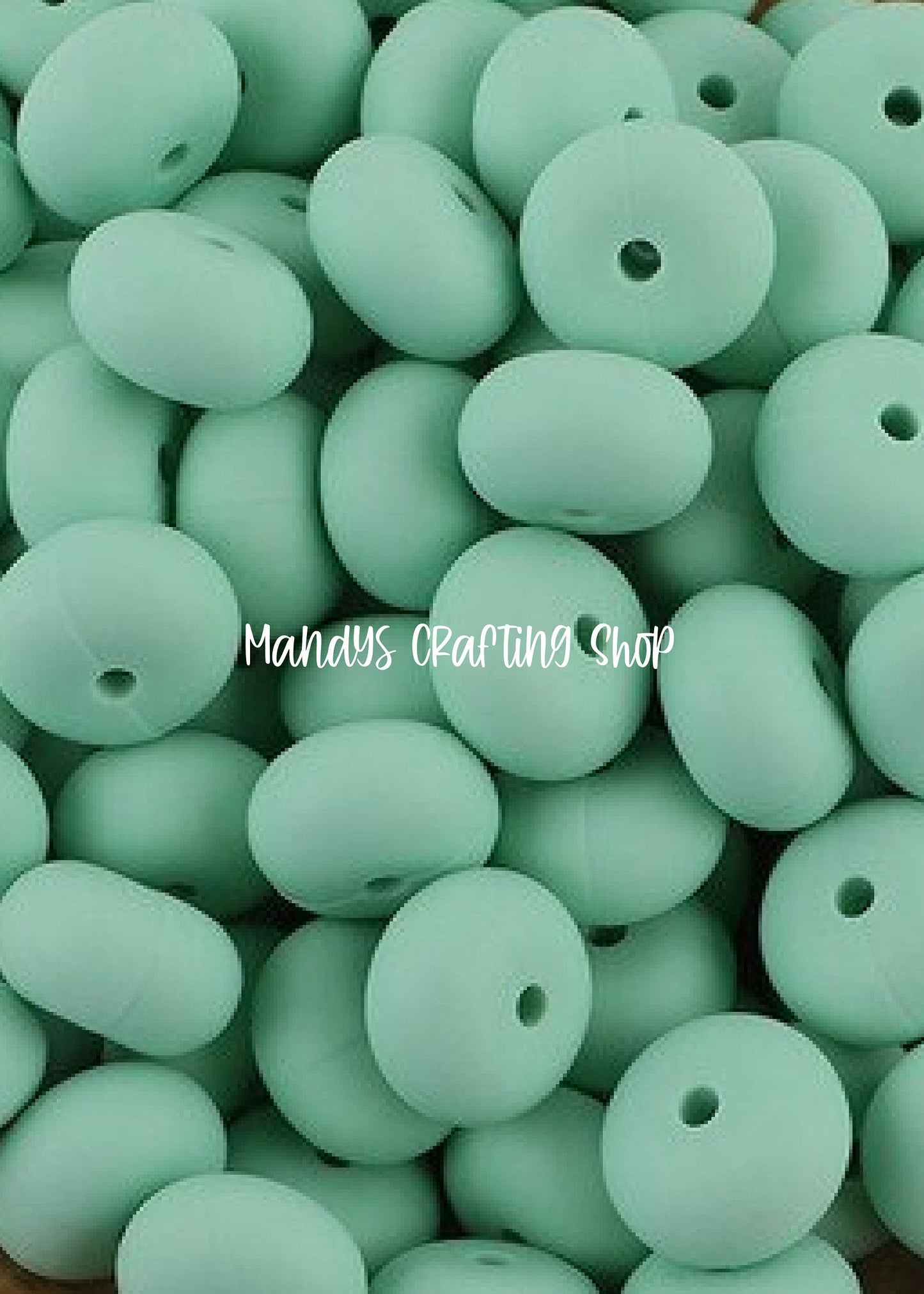 Mint Green Abacus Silicone Beads Matte– 14mm (Set of 10)
