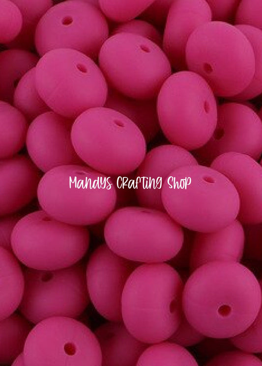 Fuchsia Abacus Silicone Beads Matte– 14mm (Set of 10)