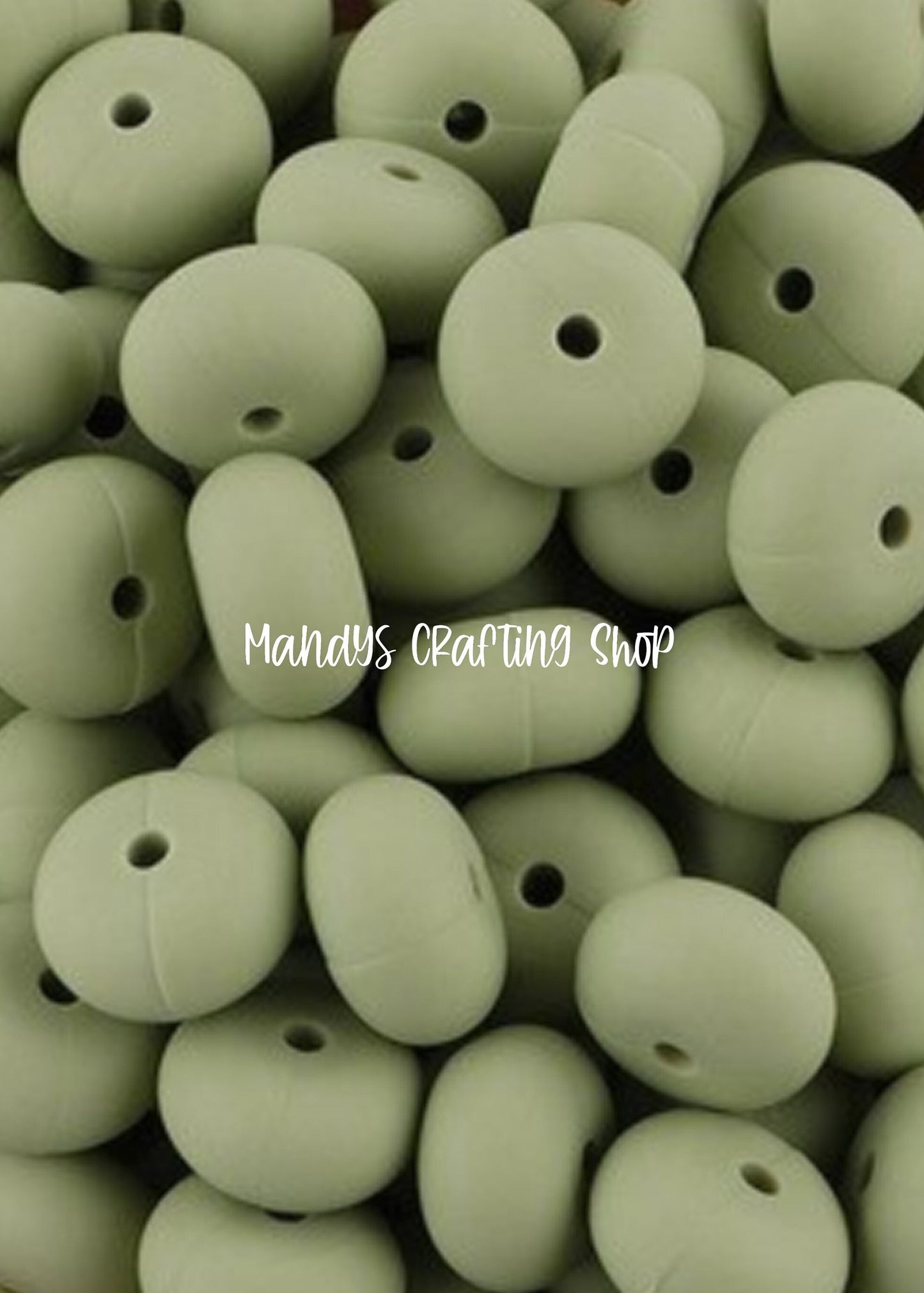 Army Green Abacus Silicone Beads Matte– 14mm (Set of 10)
