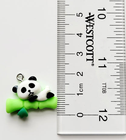 Kawaii Panda Bamboo Resin Charm (Set of 2) - Eyehook Charm