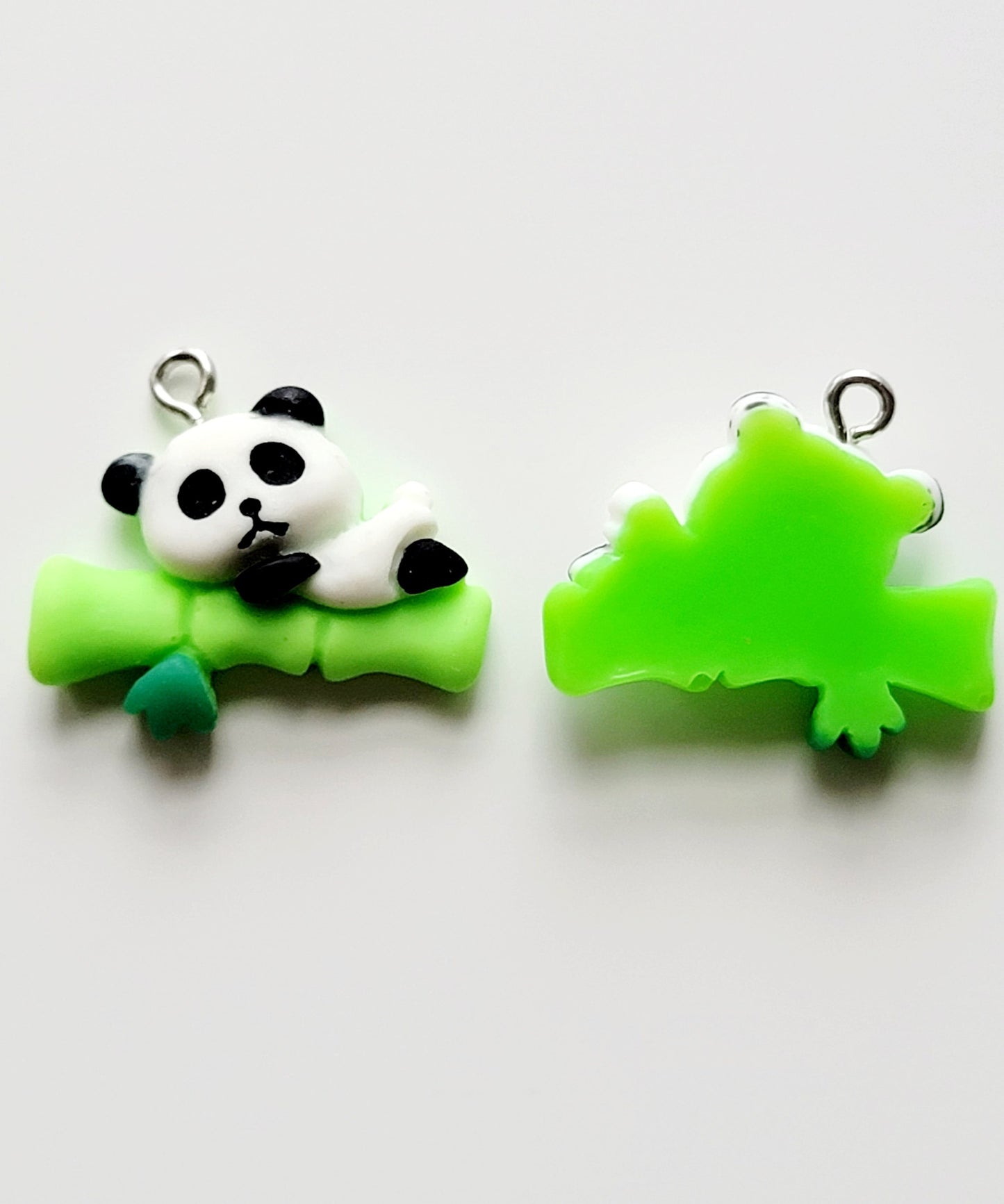 Kawaii Panda Bamboo Resin Charm (Set of 2) - Eyehook Charm