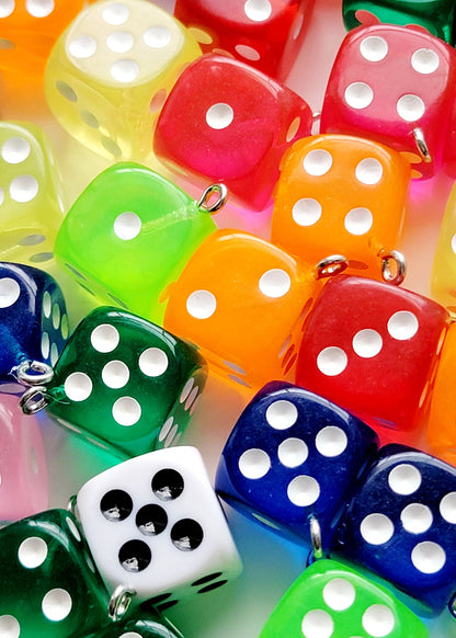 Dice Resin Charms (Set of 2) - Playing Dice Eyehook Jewelry Charms