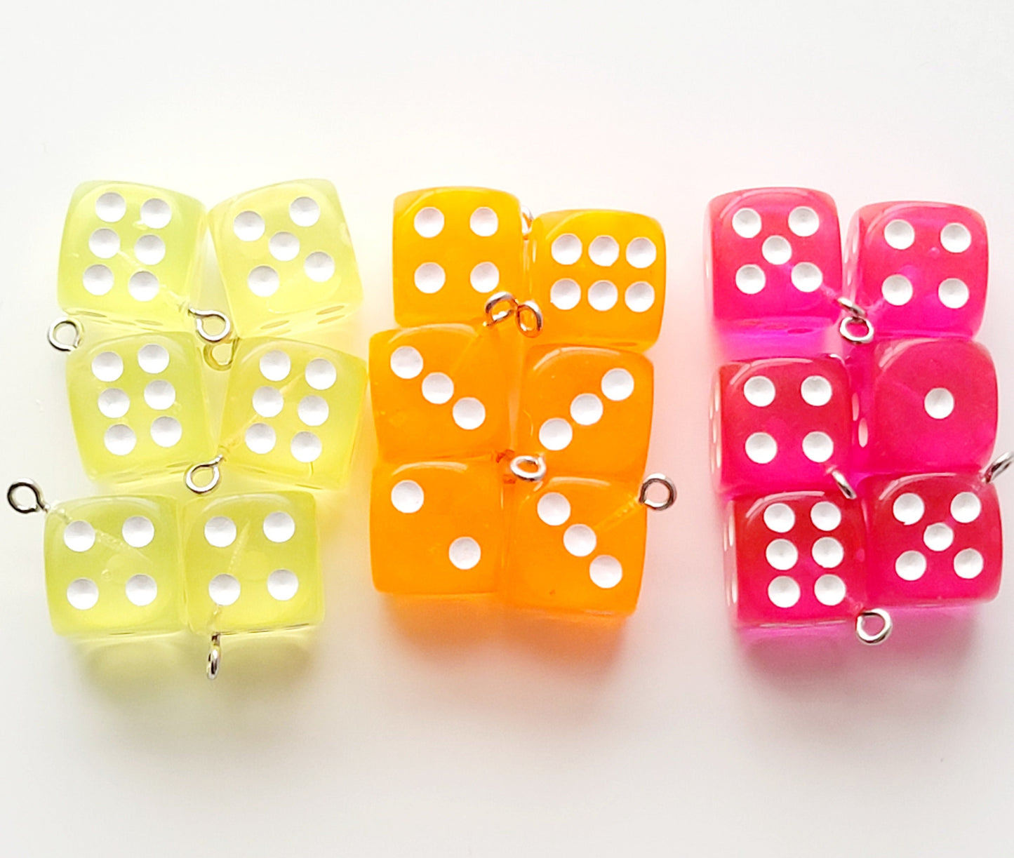 Dice Resin Charms (Set of 2) - Playing Dice Eyehook Jewelry Charms