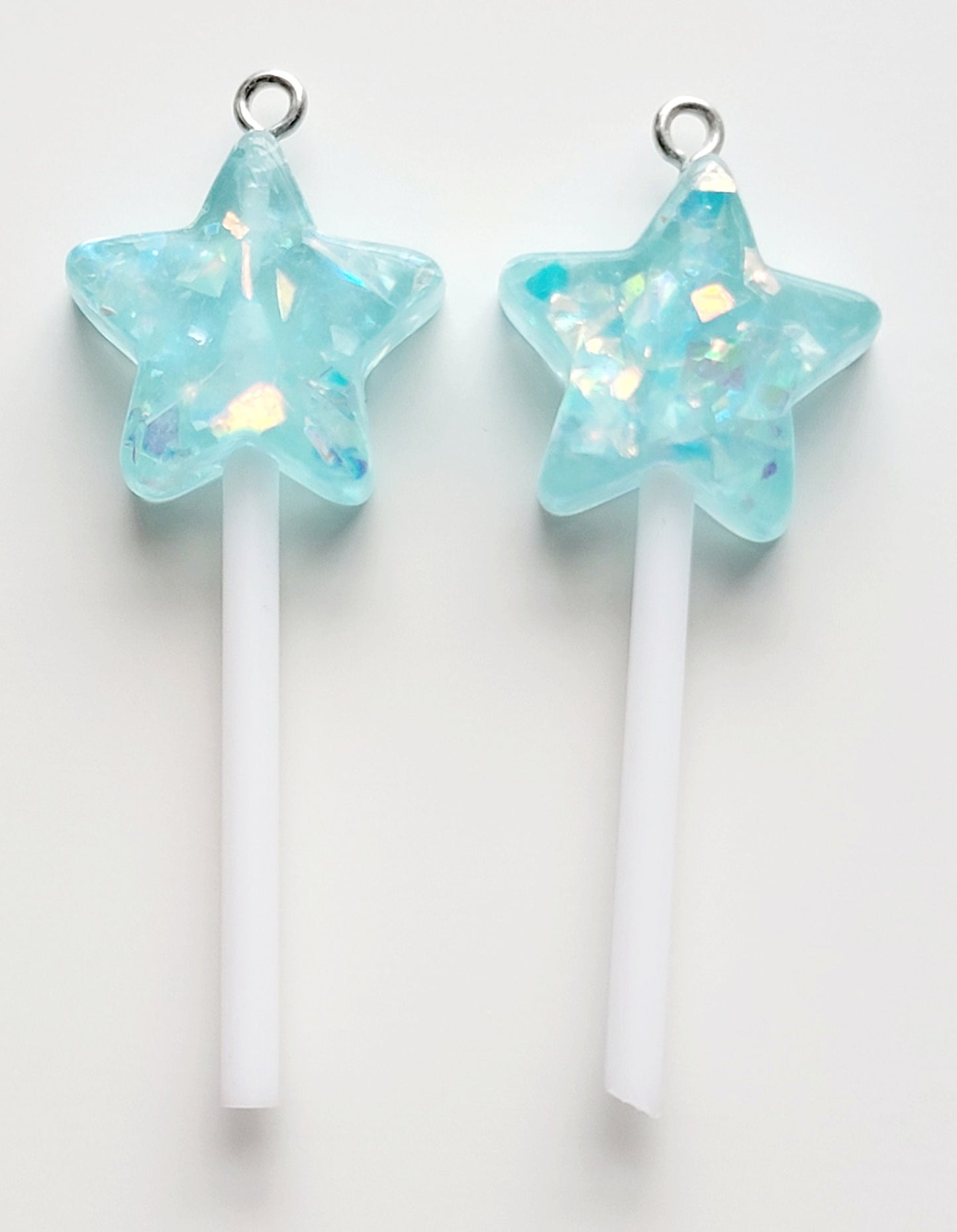 Sparkle Star Lollipop Resin Charms (Set of 2) - Eyehook Charm