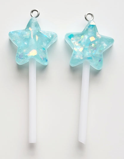 Sparkle Star Lollipop Resin Charms (Set of 2) - Eyehook Charm