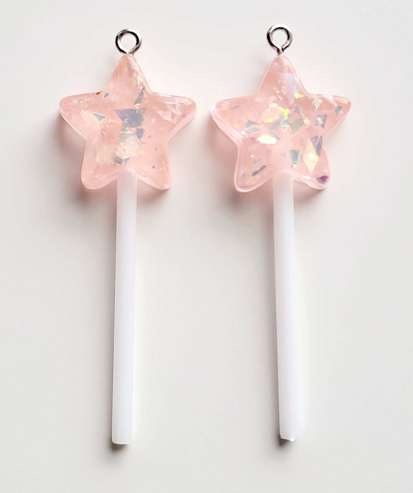 Sparkle Star Lollipop Resin Charms (Set of 2) - Eyehook Charm