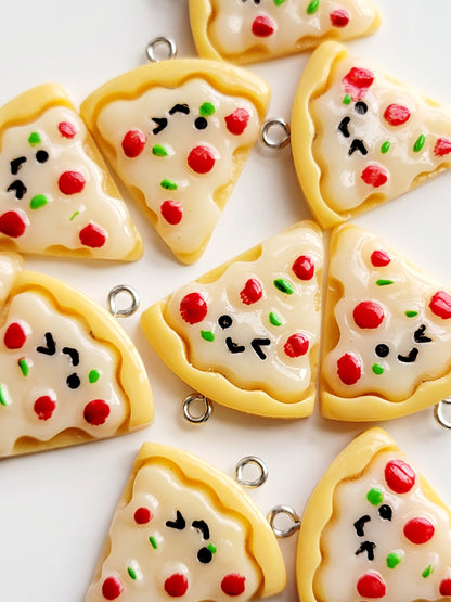 Kawaii Pizza Slice Resin Charm (Set of 2) - Eyehook Jewelry Charm