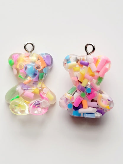 Confetti Bear Resin Charm (Set of 2) - Eyehook Charms