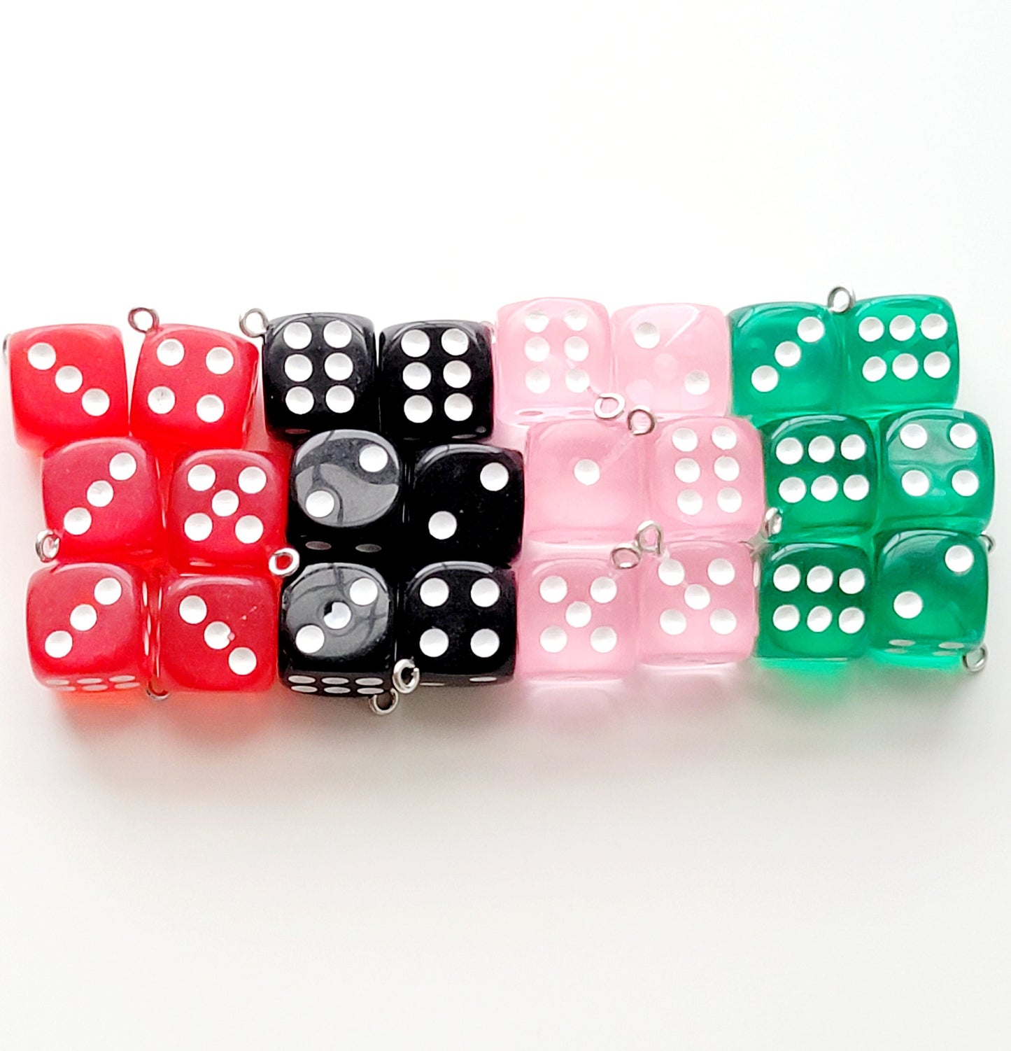 Dice Resin Charms (Set of 2) - Playing Dice Eyehook Jewelry Charms