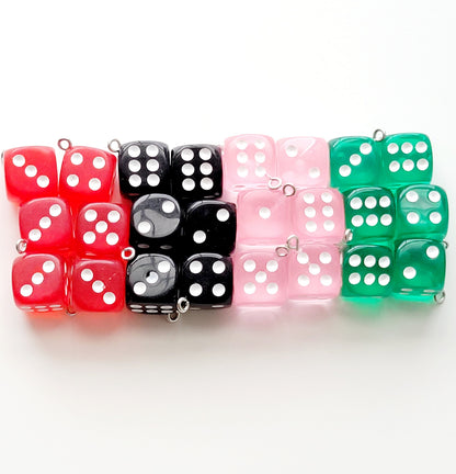 Dice Resin Charms (Set of 2) - Playing Dice Eyehook Jewelry Charms