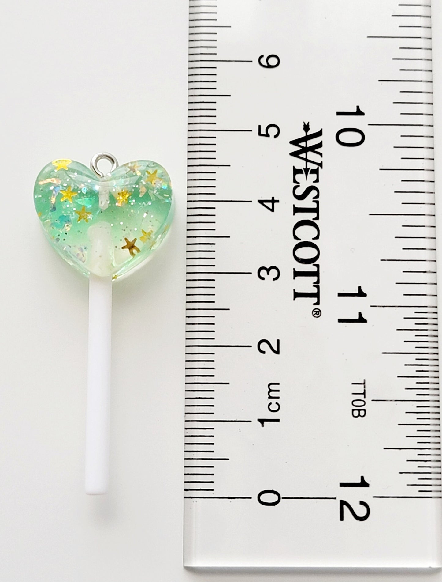 Sparkle Heart Lollipop Resin Charms (Set of 2) - Eyehook Charm