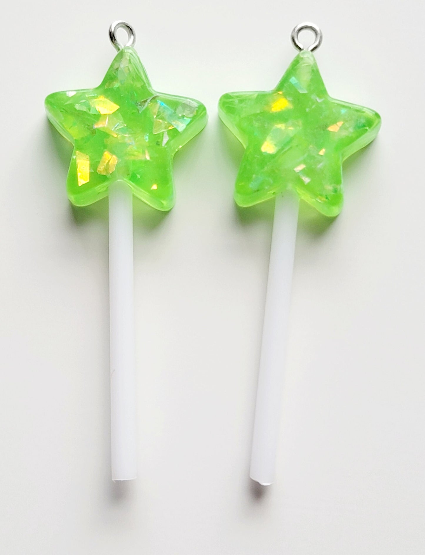 Sparkle Star Lollipop Resin Charms (Set of 2) - Eyehook Charm