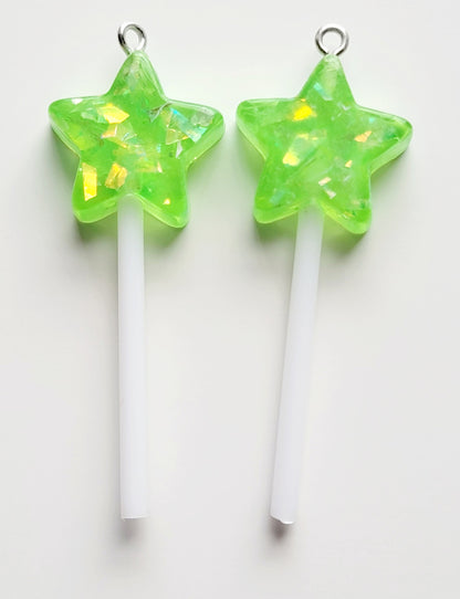 Sparkle Star Lollipop Resin Charms (Set of 2) - Eyehook Charm
