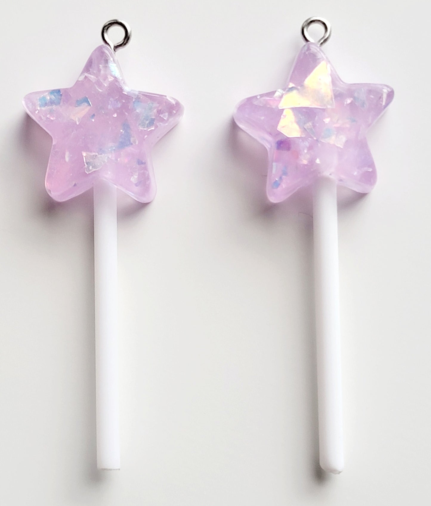 Sparkle Star Lollipop Resin Charms (Set of 2) - Eyehook Charm