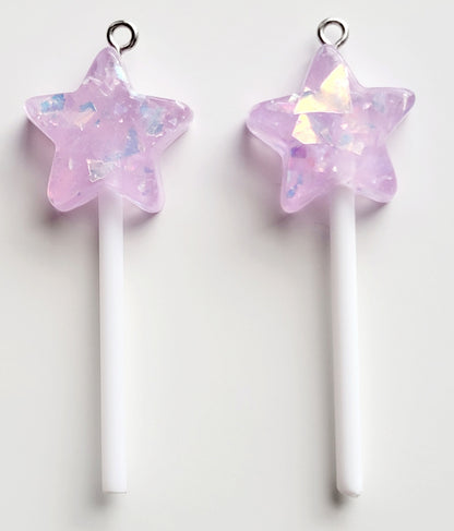 Sparkle Star Lollipop Resin Charms (Set of 2) - Eyehook Charm
