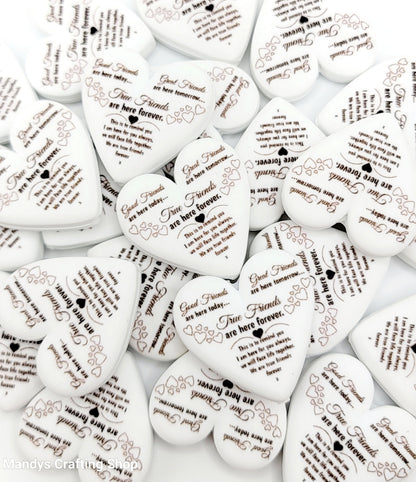 True Friend Heart Focal Bead – Printed Silicone Friendship Pen Bead (Set of 2)