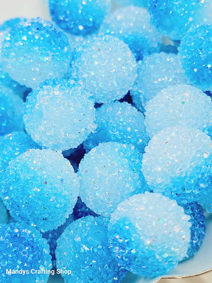 20mm Blue Gradient Sugar Acrylic Beads (Set of 5) – Chunky Bubblegum Beads